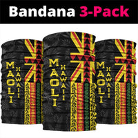 Hawaii Maoli Spirit Neck Gaiter Kakau Pattern With Flower Lei LT05 package One Size: 25*50cm Black - Polynesian Pride