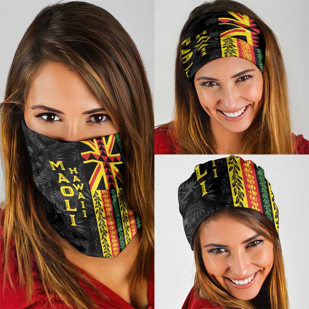 Hawaii Maoli Spirit Neck Gaiter Kakau Pattern With Flower Lei LT05 - Polynesian Pride