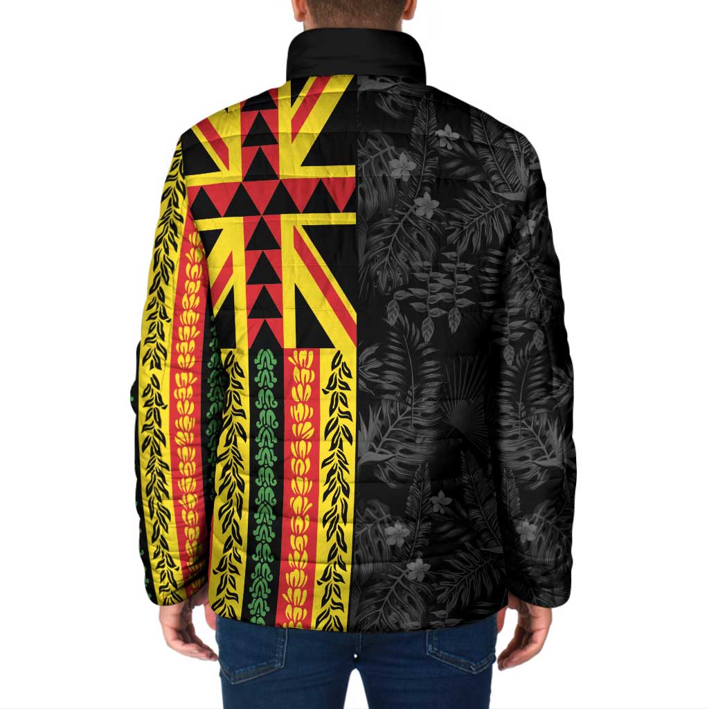 Hawaii Maoli Spirit Padded Jacket Kakau Pattern With Flower Lei LT05 - Polynesian Pride