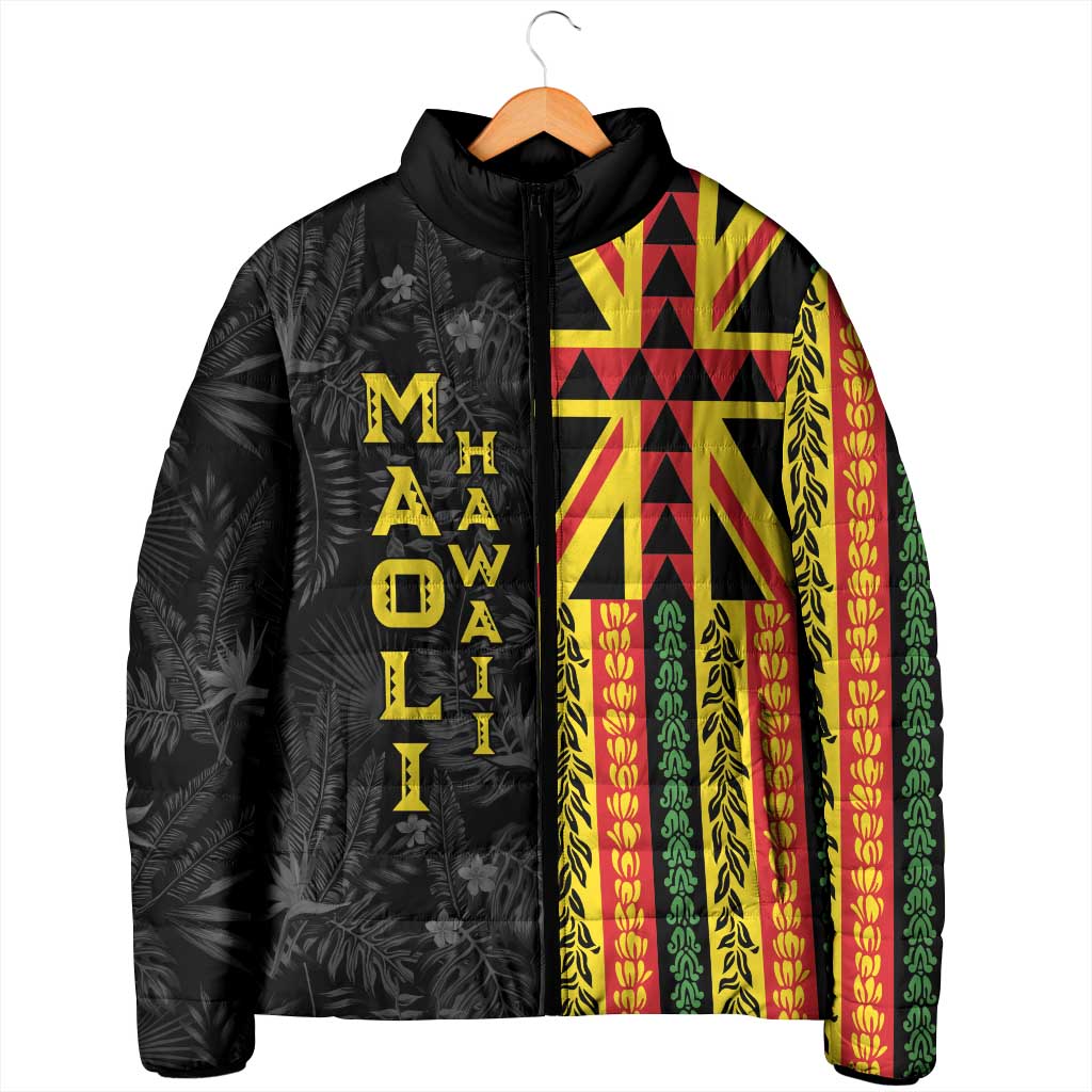Hawaii Maoli Spirit Padded Jacket Kakau Pattern With Flower Lei LT05 - Polynesian Pride