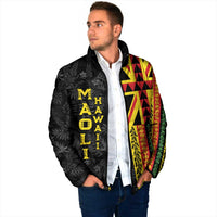 Hawaii Maoli Spirit Padded Jacket Kakau Pattern With Flower Lei LT05 - Polynesian Pride