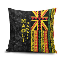 Hawaii Maoli Spirit Pillow Cover Kakau Pattern With Flower Lei LT05 Black - Polynesian Pride