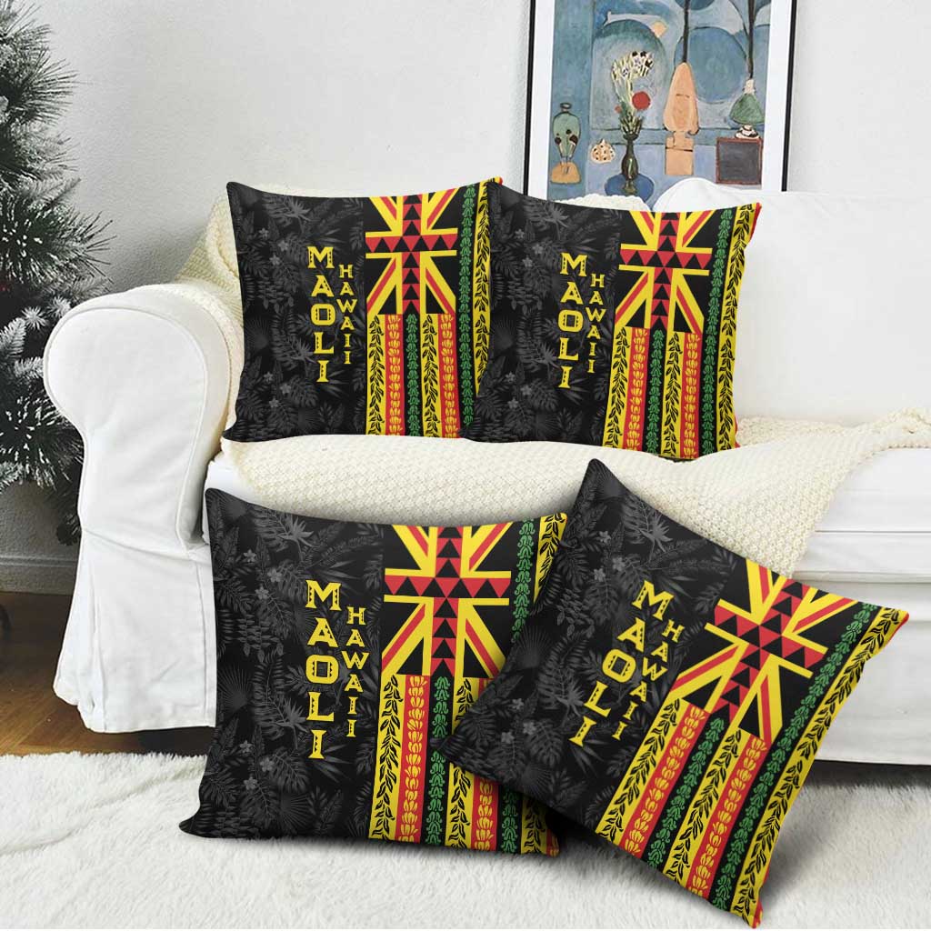 Hawaii Maoli Spirit Pillow Cover Kakau Pattern With Flower Lei LT05 - Polynesian Pride