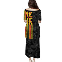 Hawaii Maoli Spirit Puletasi Kakau Pattern With Flower Lei LT05 - Polynesian Pride