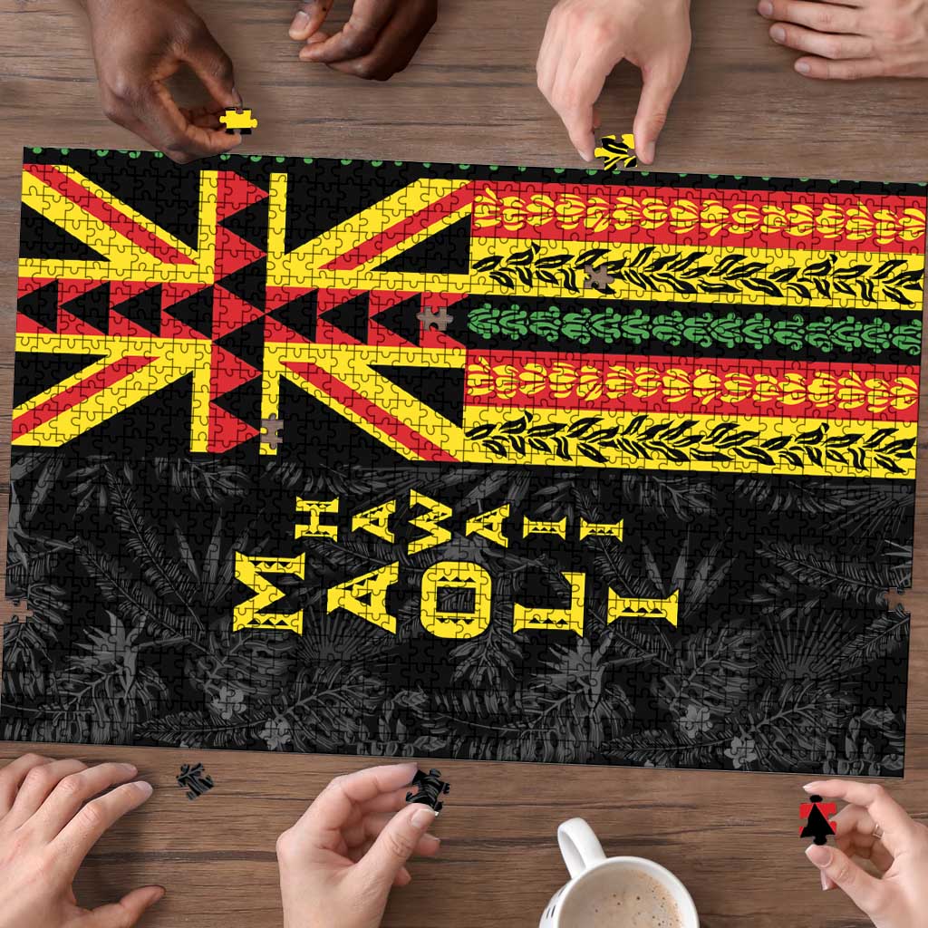 Hawaii Maoli Spirit Puzzle Kakau Pattern With Flower Lei LT05 - Polynesian Pride