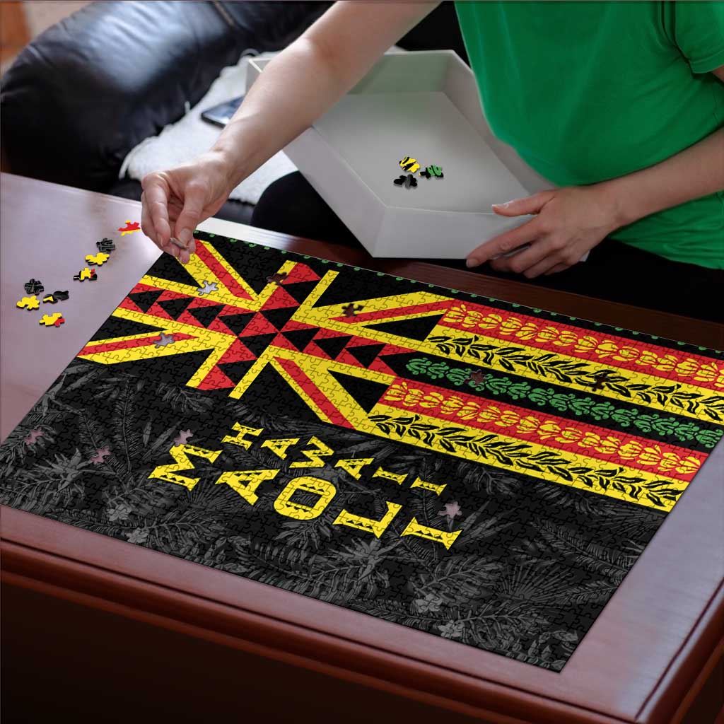 Hawaii Maoli Spirit Puzzle Kakau Pattern With Flower Lei LT05 - Polynesian Pride