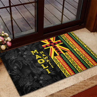 Hawaii Maoli Spirit Rubber Doormat Kakau Pattern With Flower Lei LT05 - Polynesian Pride