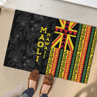 Hawaii Maoli Spirit Rubber Doormat Kakau Pattern With Flower Lei LT05 - Polynesian Pride