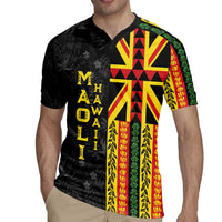 Hawaii Maoli Spirit Rugby Jersey Kakau Pattern With Flower Lei LT05 - Polynesian Pride