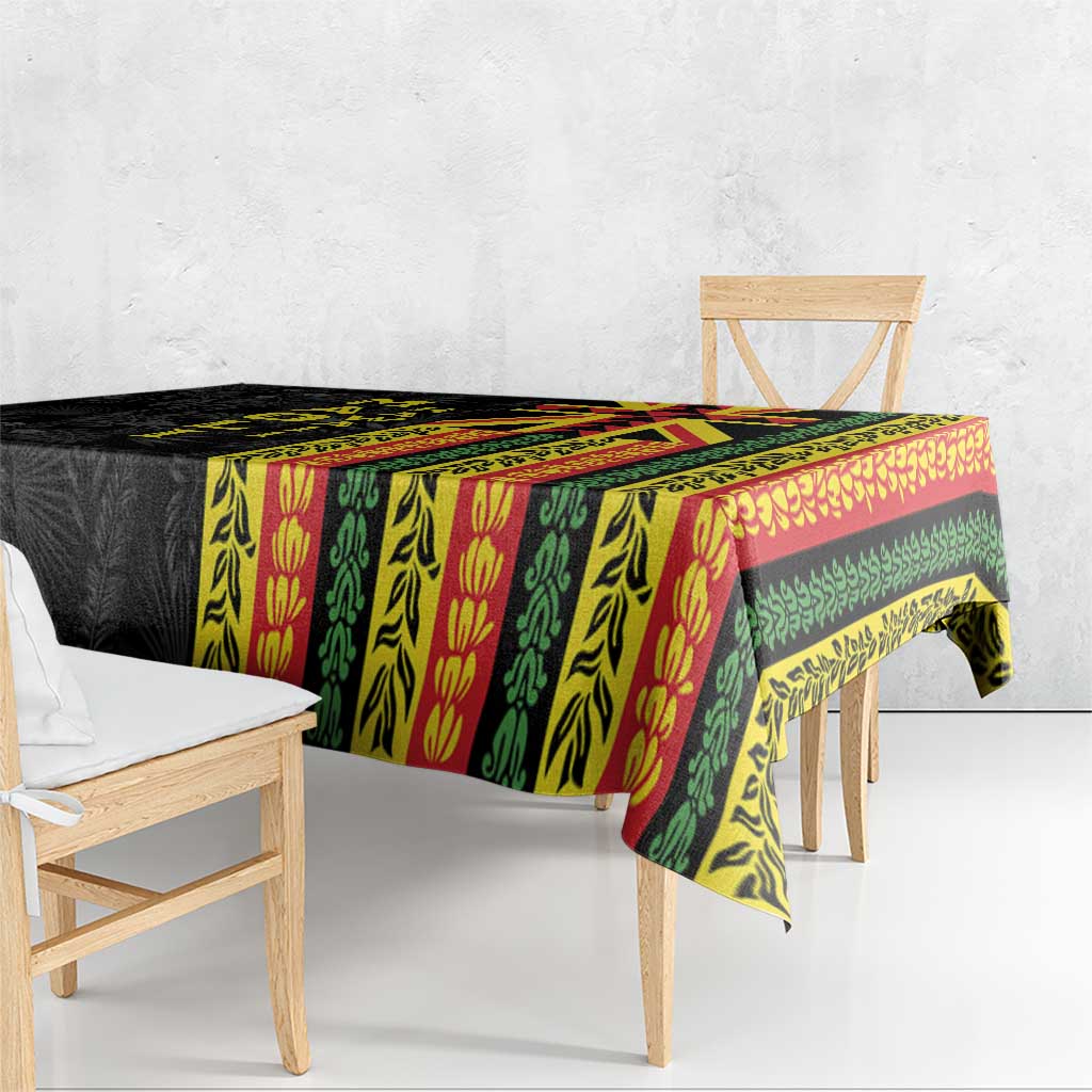 Hawaii Maoli Spirit Tablecloth Kakau Pattern With Flower Lei LT05 - Polynesian Pride