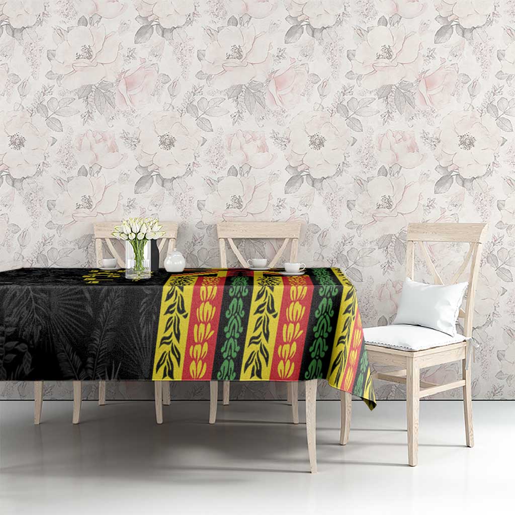Hawaii Maoli Spirit Tablecloth Kakau Pattern With Flower Lei LT05 - Polynesian Pride