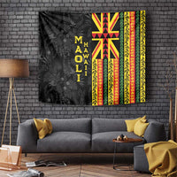 Hawaii Maoli Spirit Tapestry Kakau Pattern With Flower Lei LT05 Black - Polynesian Pride