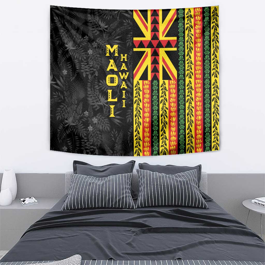 Hawaii Maoli Spirit Tapestry Kakau Pattern With Flower Lei LT05 - Polynesian Pride