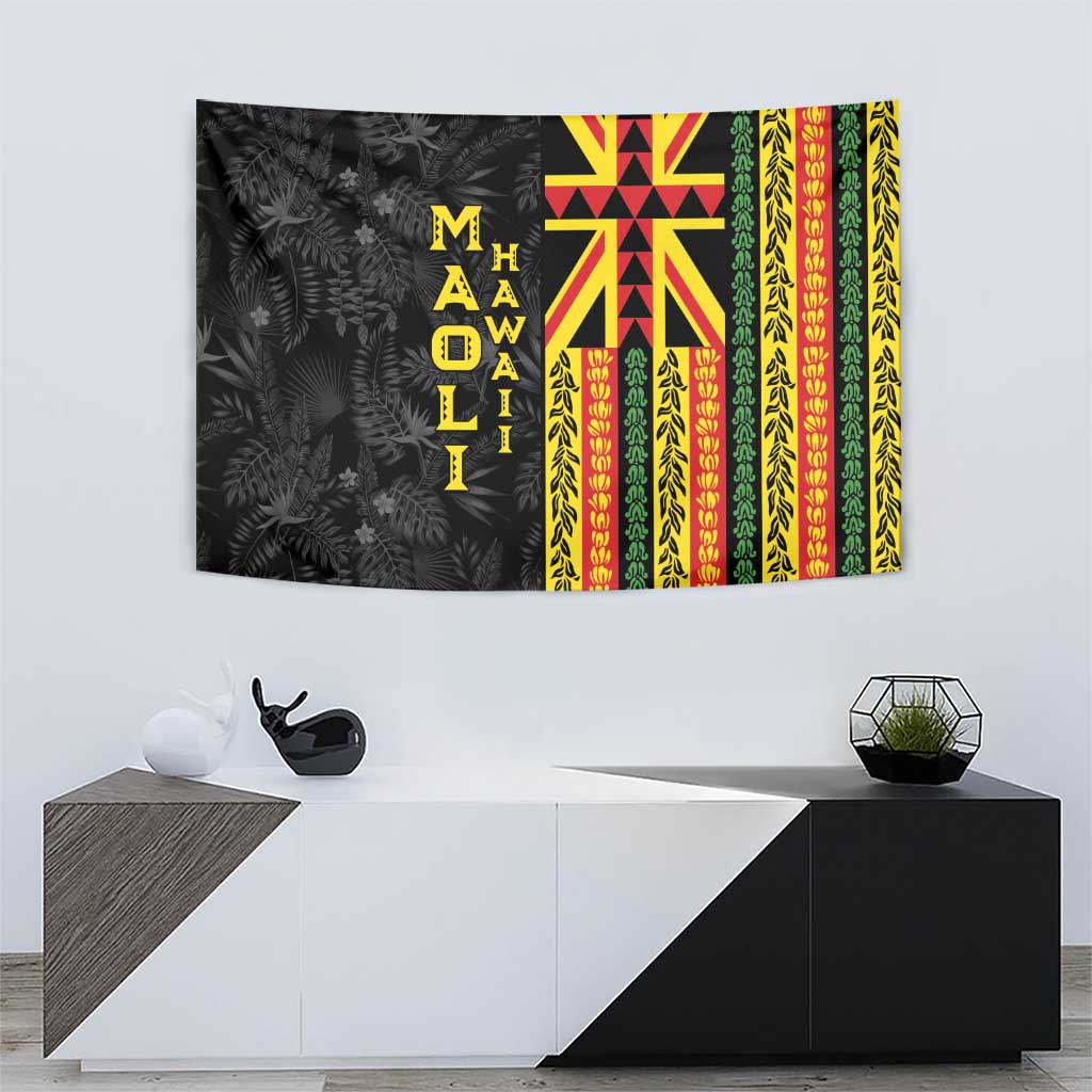 Hawaii Maoli Spirit Tapestry Kakau Pattern With Flower Lei LT05 - Polynesian Pride