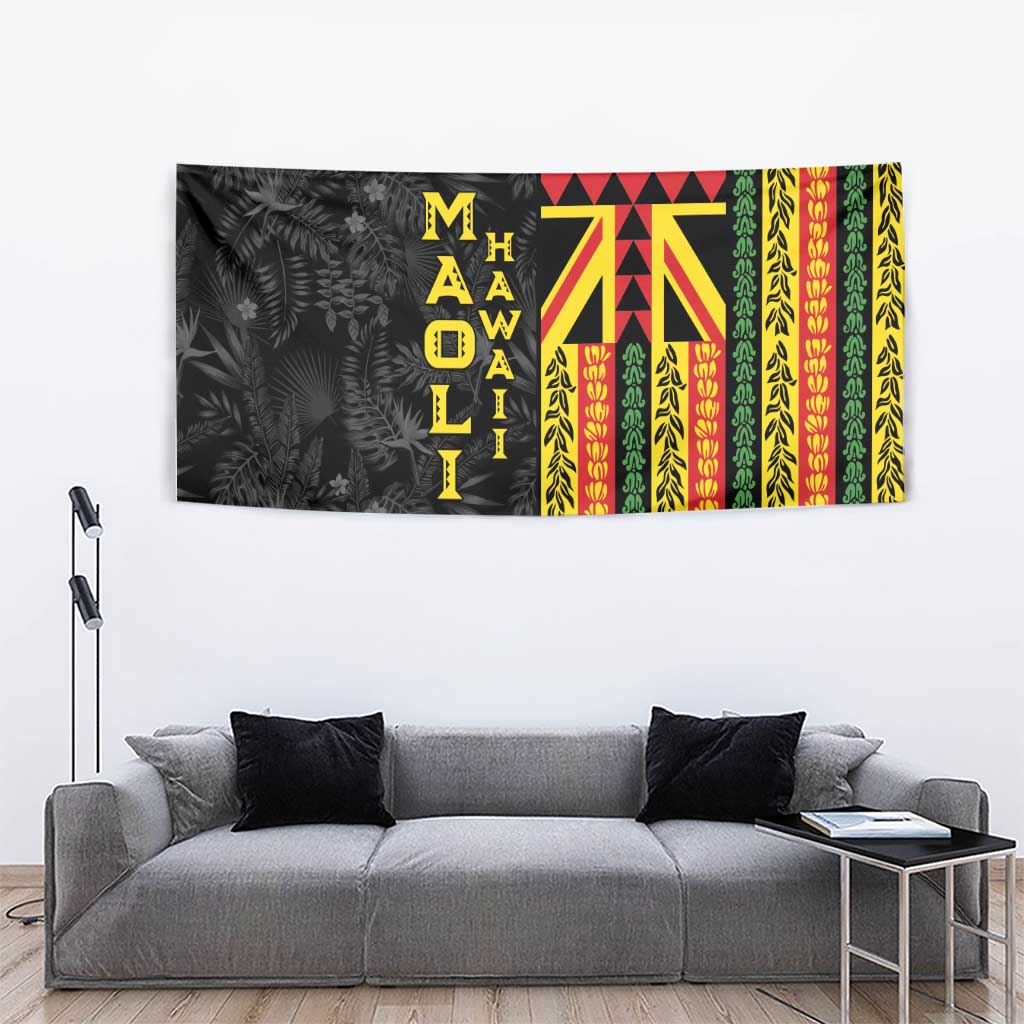 Hawaii Maoli Spirit Tapestry Kakau Pattern With Flower Lei LT05 - Polynesian Pride