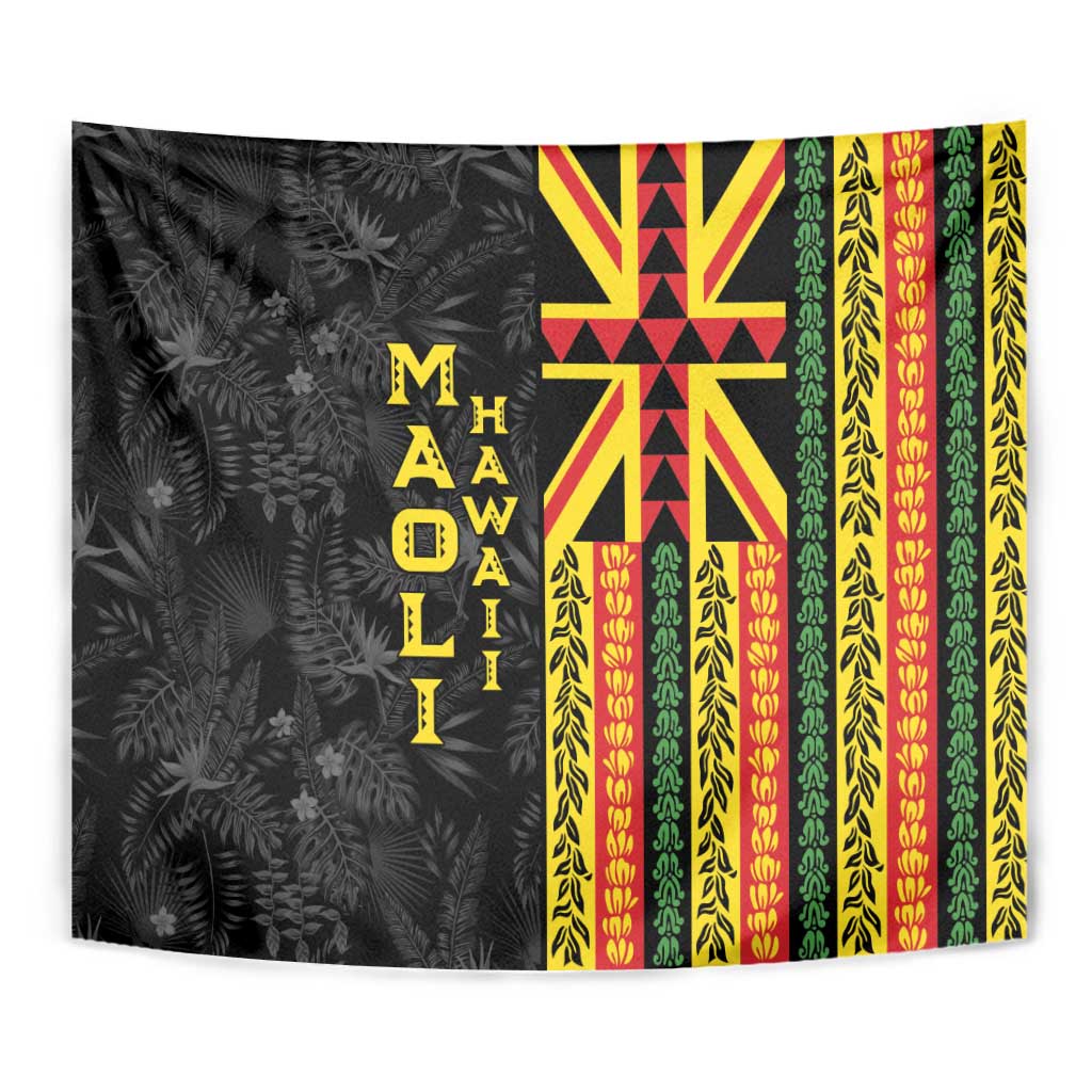 Hawaii Maoli Spirit Tapestry Kakau Pattern With Flower Lei LT05 - Polynesian Pride