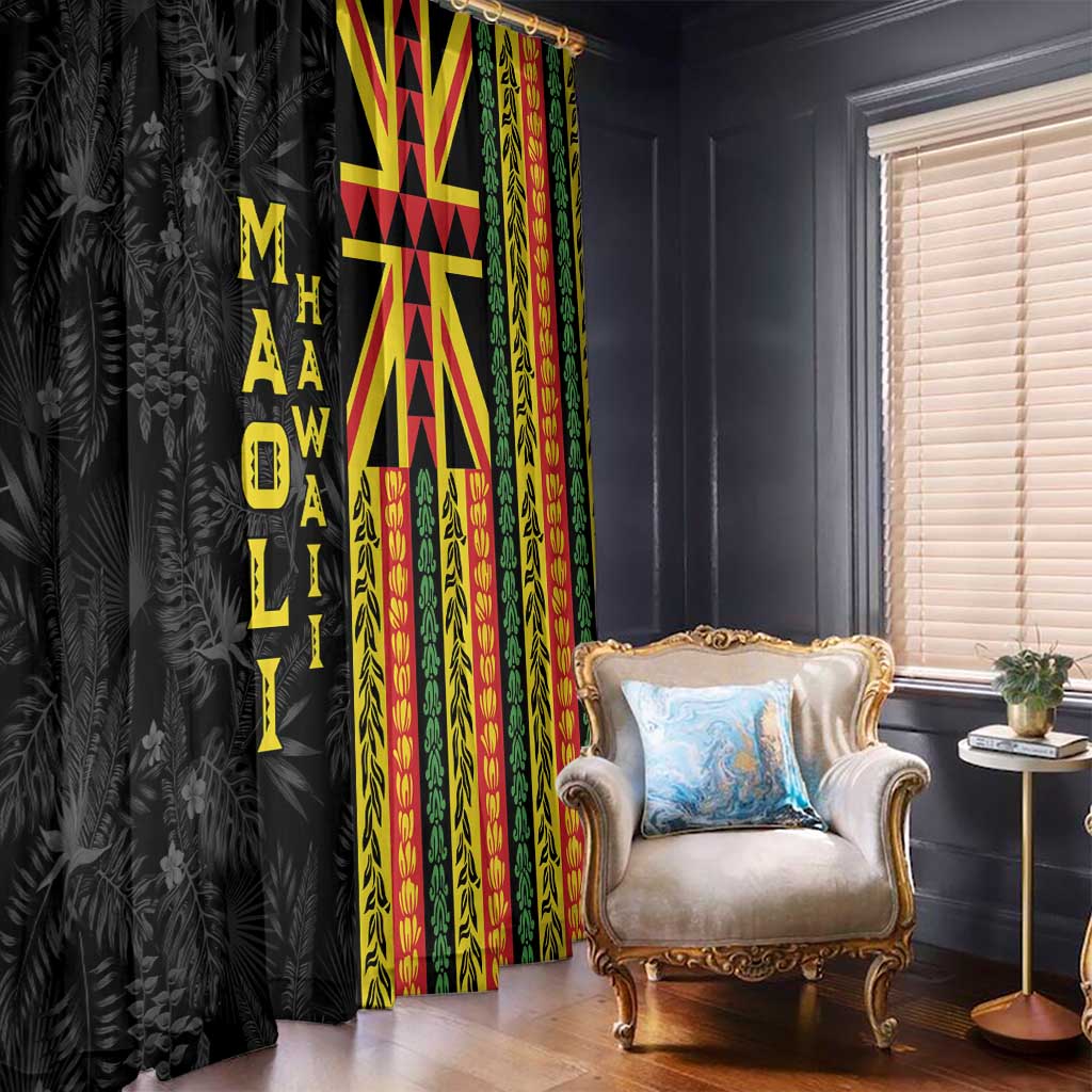 Hawaii Maoli Spirit Window Curtain Kakau Pattern With Flower Lei LT05 - Polynesian Pride