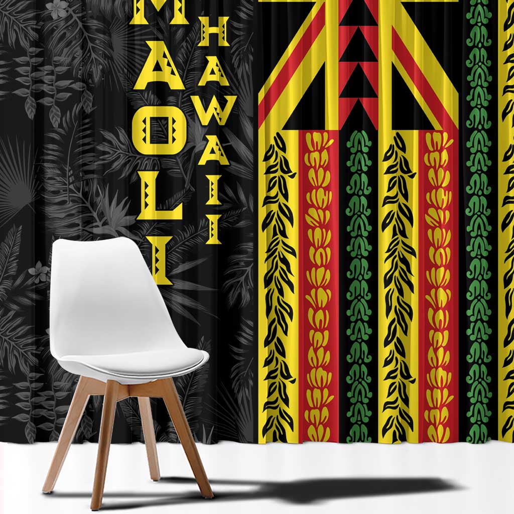 Hawaii Maoli Spirit Window Curtain Kakau Pattern With Flower Lei LT05 - Polynesian Pride