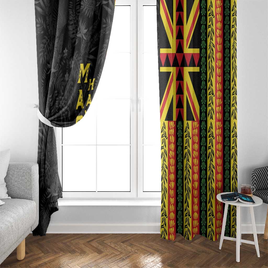 Hawaii Maoli Spirit Window Curtain Kakau Pattern With Flower Lei LT05 - Polynesian Pride
