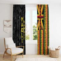 Hawaii Maoli Spirit Window Curtain Kakau Pattern With Flower Lei LT05 - Polynesian Pride