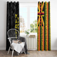 Hawaii Maoli Spirit Window Curtain Kakau Pattern With Flower Lei LT05 - Polynesian Pride