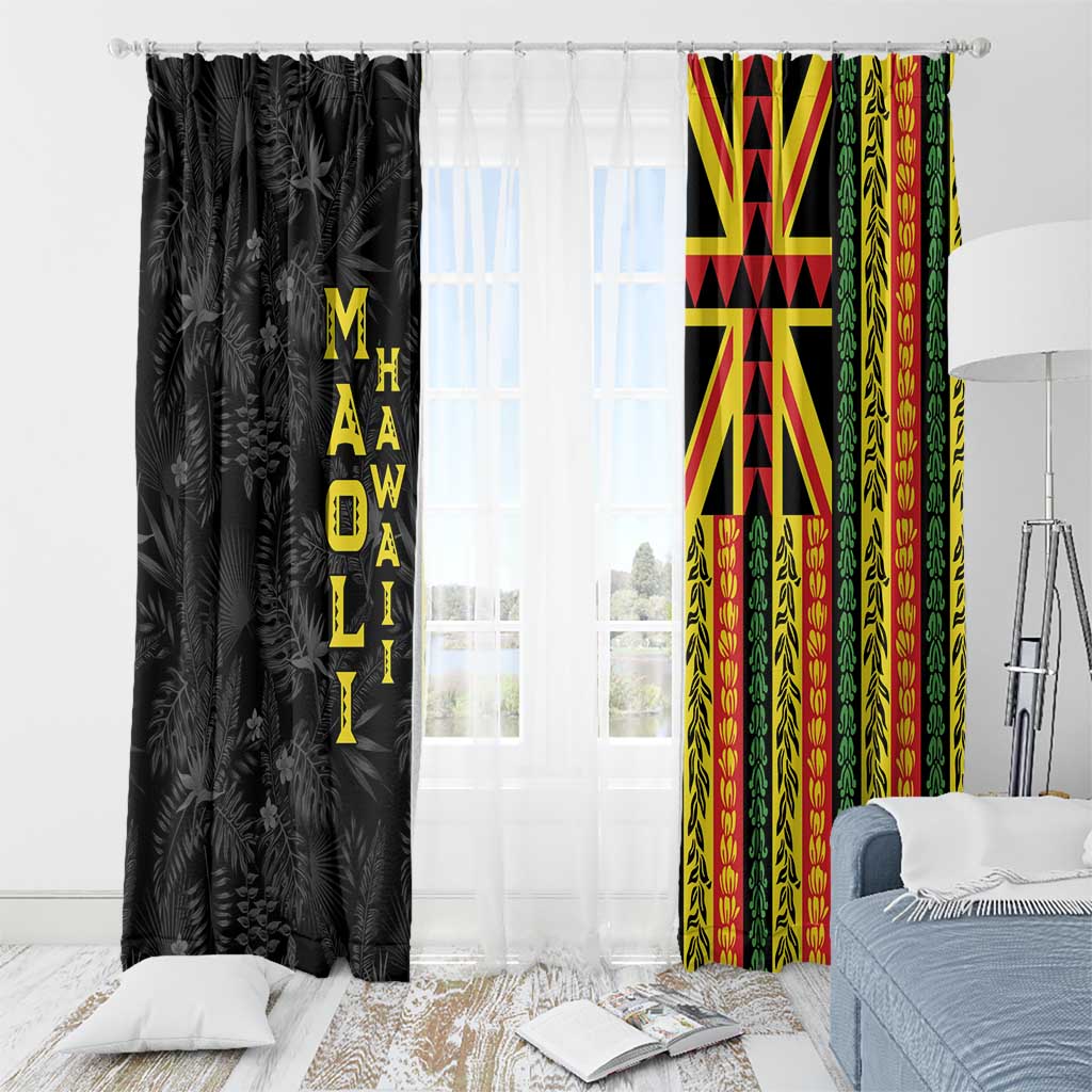 Hawaii Maoli Spirit Window Curtain Kakau Pattern With Flower Lei LT05 - Polynesian Pride
