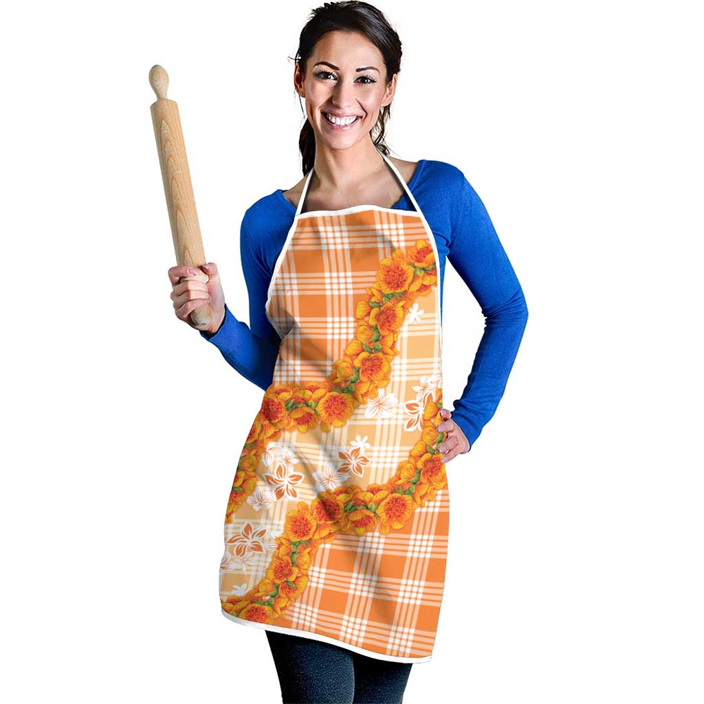 Orange Hawaii Palaka Apron Hawaiian Ilima Lei LT05 - Polynesian Pride