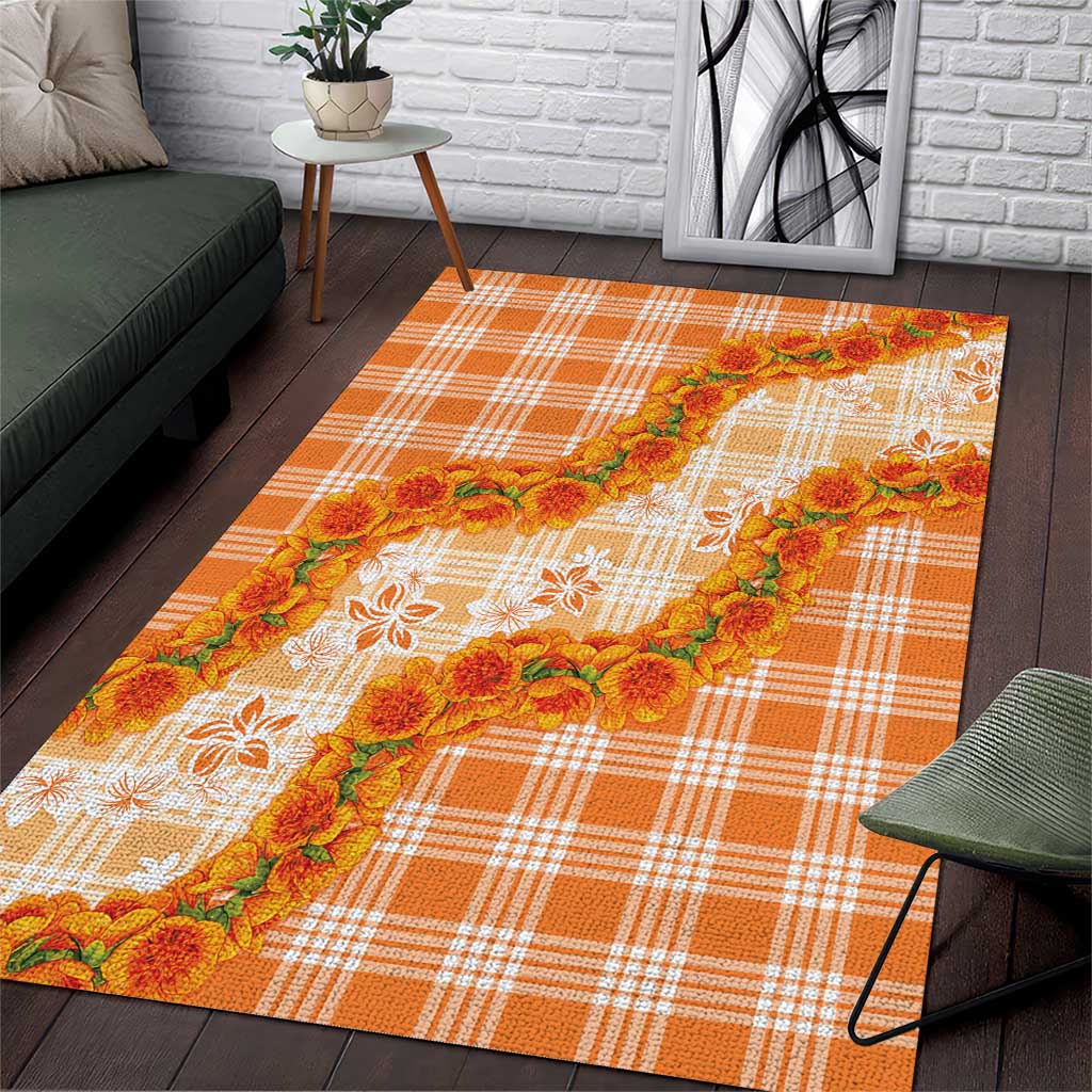 Orange Hawaii Palaka Area Rug Hawaiian Ilima Lei LT05 Orange - Polynesian Pride