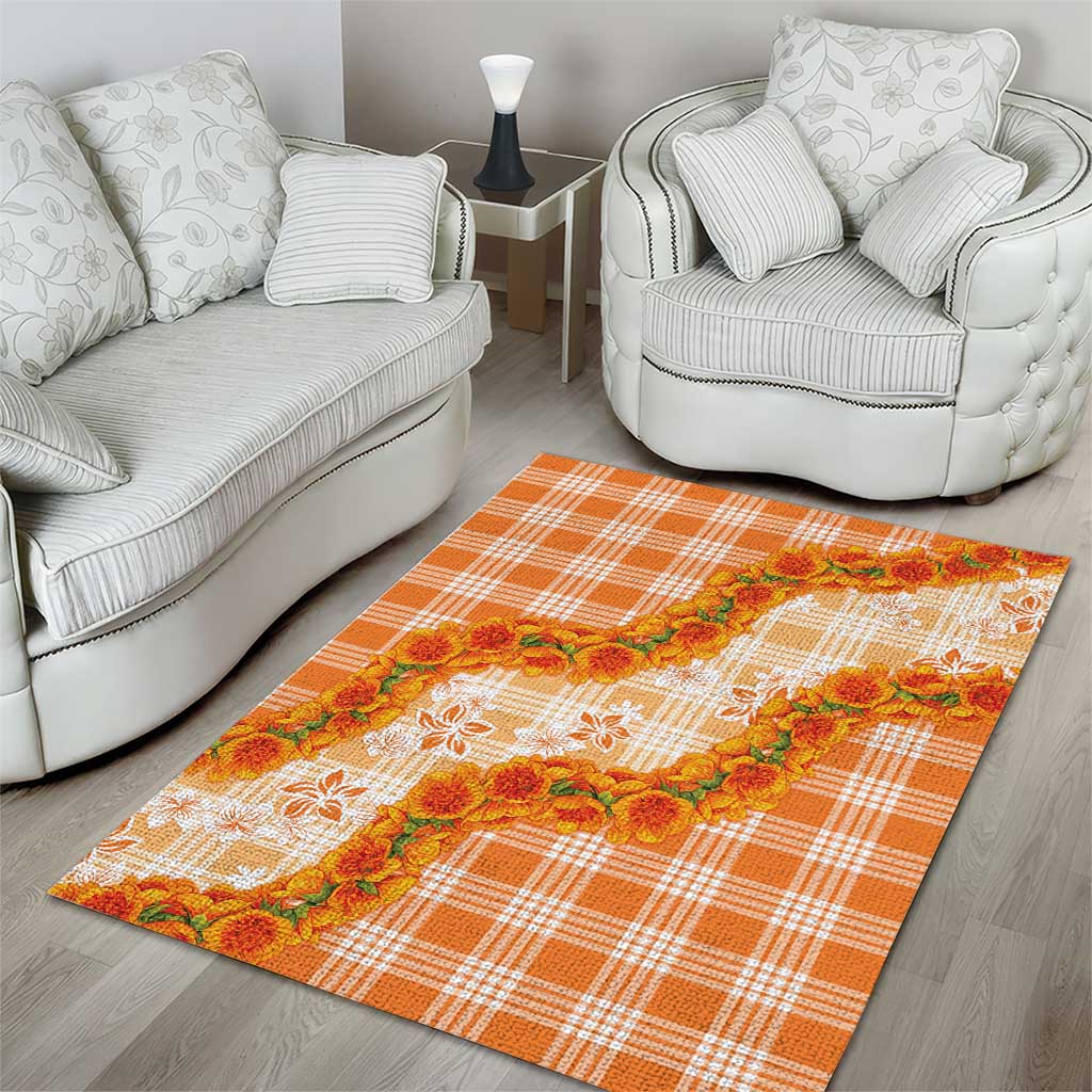 Orange Hawaii Palaka Area Rug Hawaiian Ilima Lei LT05 - Polynesian Pride