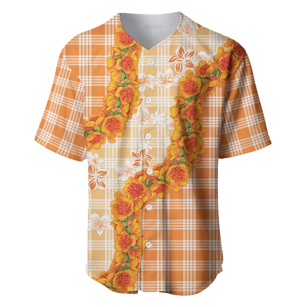 Orange Hawaii Palaka Baseball Jersey Hawaiian Ilima Lei LT05 Orange - Polynesian Pride