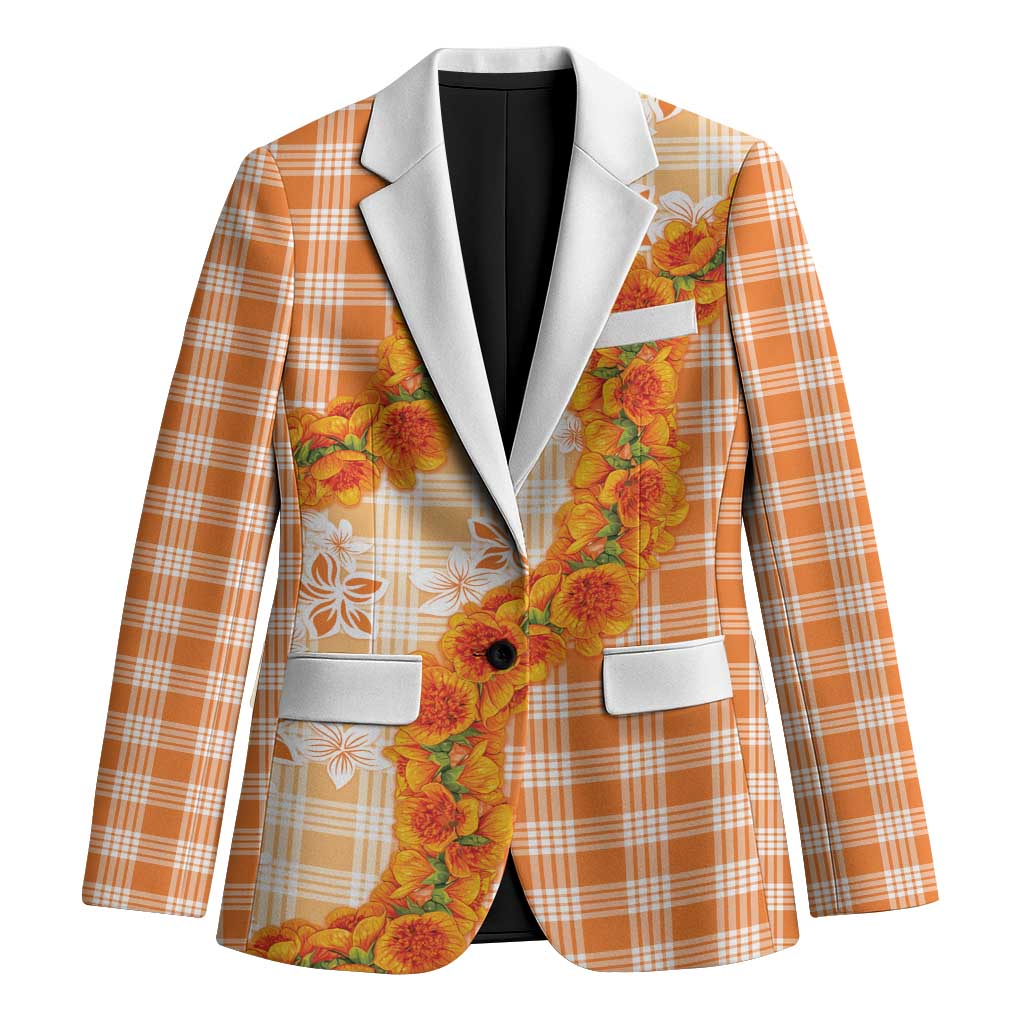 Orange Hawaii Palaka Blazer Hawaiian Ilima Lei LT05 Unisex Orange - Polynesian Pride