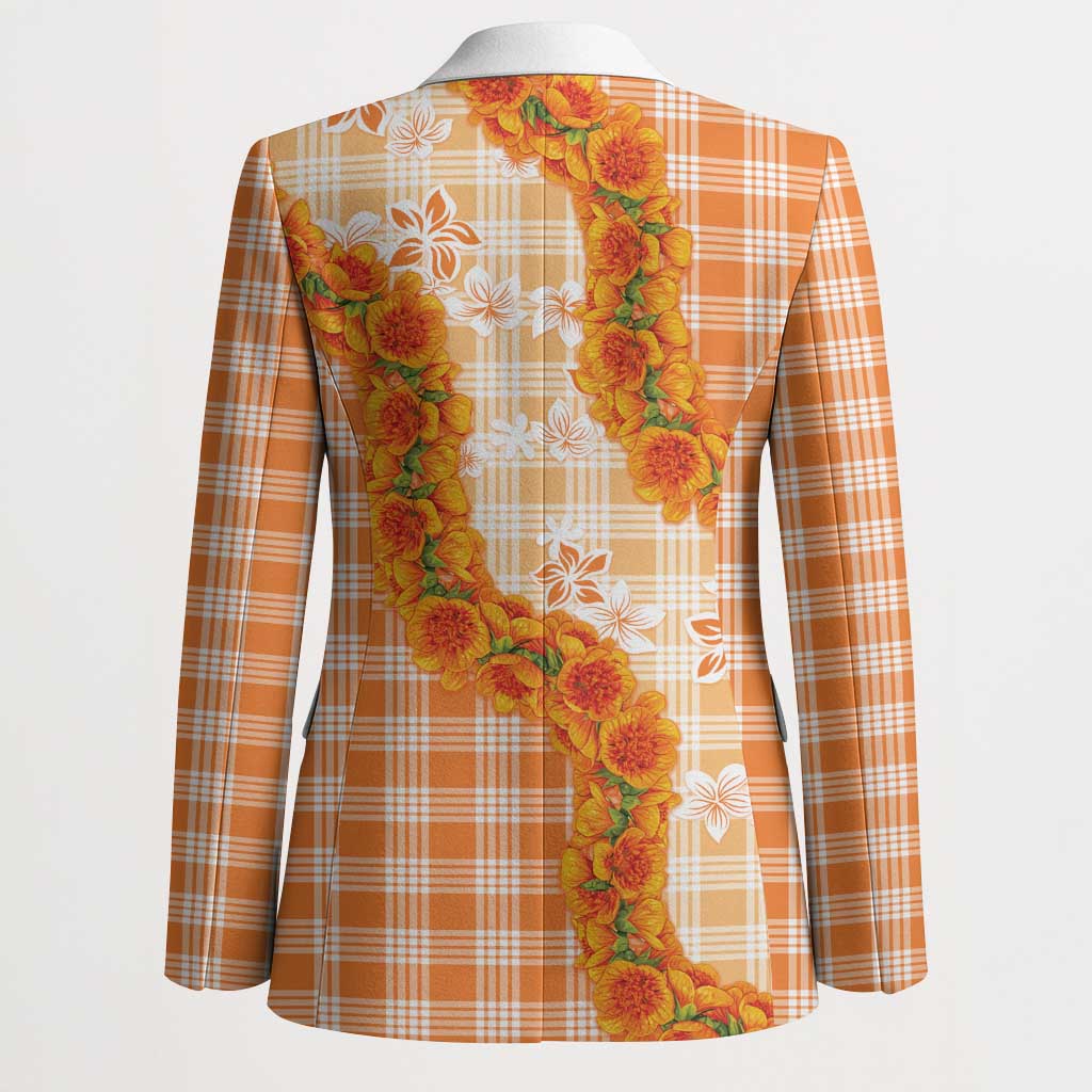 Orange Hawaii Palaka Blazer Hawaiian Ilima Lei LT05 - Polynesian Pride