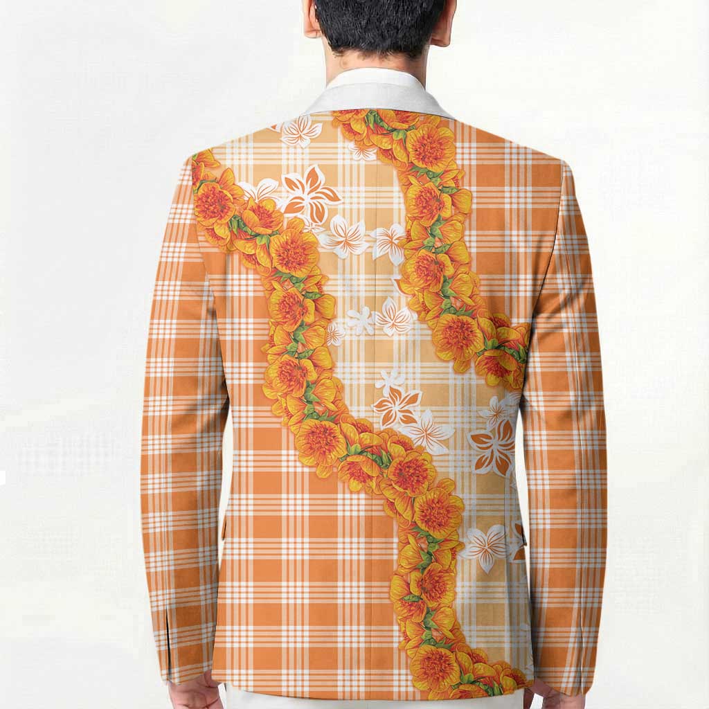 Orange Hawaii Palaka Blazer Hawaiian Ilima Lei LT05 - Polynesian Pride