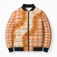 Orange Hawaii Palaka Bomber Puffer Jacket Hawaiian Ilima Lei LT05 Unisex Orange - Polynesian Pride