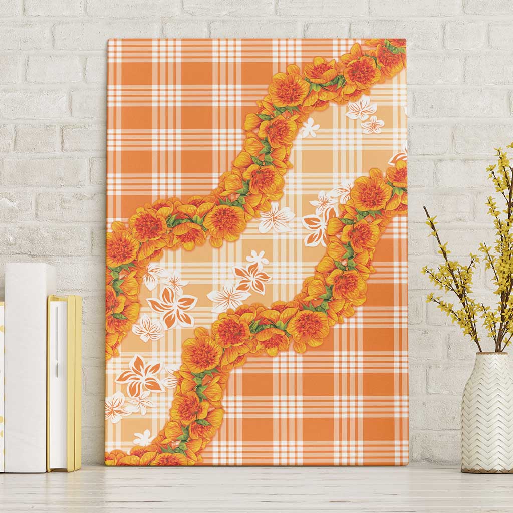 Orange Hawaii Palaka Canvas Wall Art Hawaiian Ilima Lei LT05 Without Frame Orange - Polynesian Pride