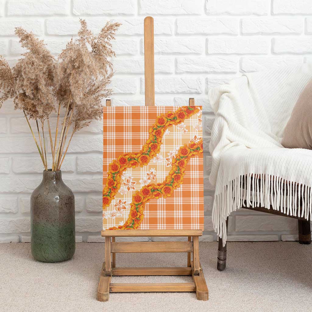 Orange Hawaii Palaka Canvas Wall Art Hawaiian Ilima Lei LT05 - Polynesian Pride
