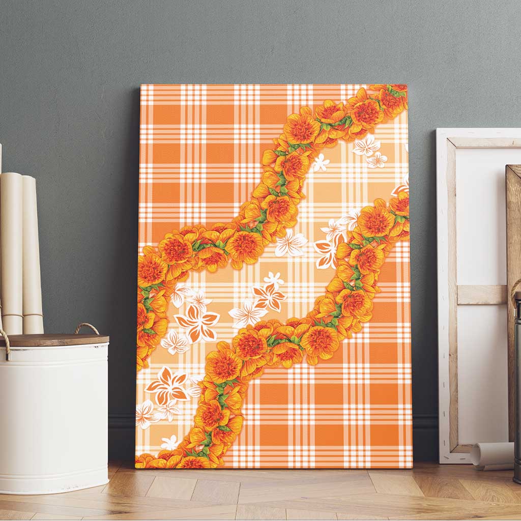 Orange Hawaii Palaka Canvas Wall Art Hawaiian Ilima Lei LT05 - Polynesian Pride