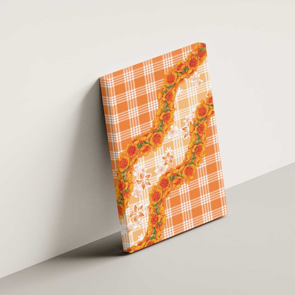 Orange Hawaii Palaka Canvas Wall Art Hawaiian Ilima Lei LT05 - Polynesian Pride