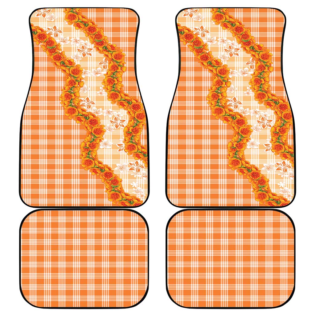 Orange Hawaii Palaka Car Mats Hawaiian Ilima Lei LT05 - Polynesian Pride