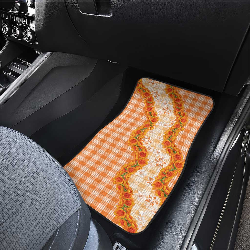 Orange Hawaii Palaka Car Mats Hawaiian Ilima Lei LT05 - Polynesian Pride