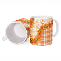 Orange Hawaii Palaka Ceramic Mug Hawaiian Ilima Lei LT05 - Polynesian Pride