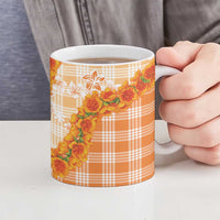 Orange Hawaii Palaka Ceramic Mug Hawaiian Ilima Lei LT05 - Polynesian Pride