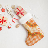 Orange Hawaii Palaka Christmas Stocking Hawaiian Ilima Lei
