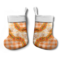 Orange Hawaii Palaka Christmas Stocking Hawaiian Ilima Lei