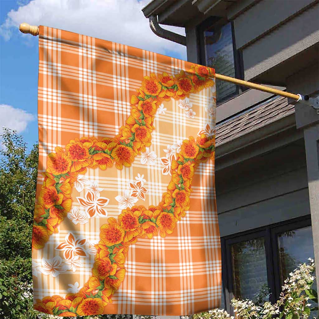Orange Hawaii Palaka Garden Flag Hawaiian Ilima Lei LT05 - Polynesian Pride