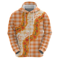 Orange Hawaii Palaka Hoodie Hawaiian Ilima Lei LT05 - Polynesian Pride