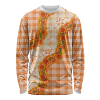 Orange Hawaii Palaka Long Sleeve Shirt Hawaiian Ilima Lei LT05 Unisex Orange - Polynesian Pride