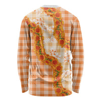 Orange Hawaii Palaka Long Sleeve Shirt Hawaiian Ilima Lei LT05 - Polynesian Pride