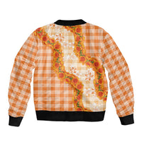 Orange Hawaii Palaka Sleeve Zip Bomber Jacket Hawaiian Ilima Lei LT05 - Polynesian Pride