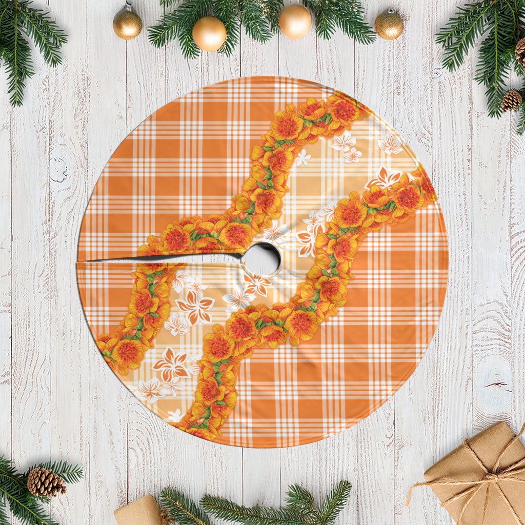 Orange Hawaii Palaka Tree Skirt Hawaiian Ilima Lei